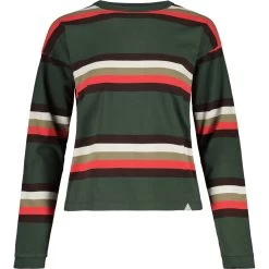 Maloja KarrosterM. Heavy Cotton Damen Langarmshirt - Deep Forest Stripe 8797