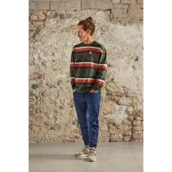 Maloja TschirgantM. Heavy Cotton Langarmshirt - Deep Forest Stripe 8797 -Maloja maloja tschirgantm 1532589 1